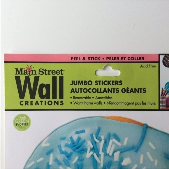 Donuts Wall Stickers Decals SET OF 6 Jumbo 5โ Removable Bakery Cafe Decor NEW - Picture 5 of 13